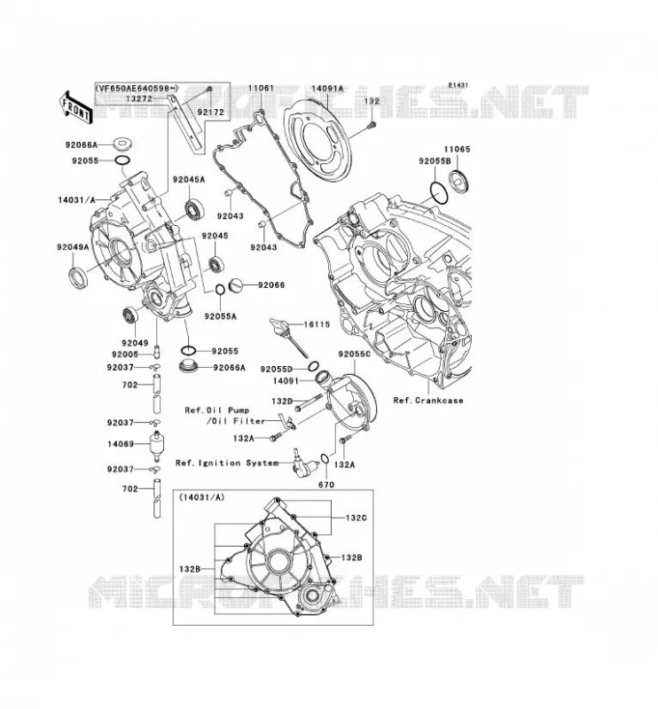 COUVERCLES MOTEUR Kawasaki QUAD 650 2010 KVF650 4X4  KVF650DAF