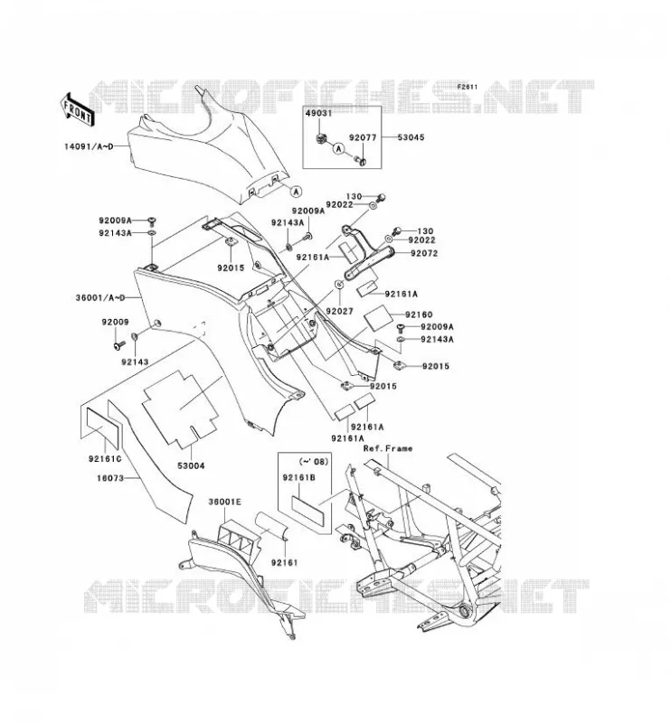 CACHE LAT&Eacute;RAL Kawasaki QUAD 650 2010 KVF650 4X4  KVF650DAF