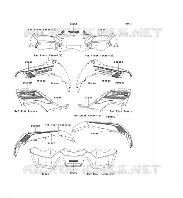 STICKER(GREEN) Kawasaki QUAD 650 2011 KVF650 4X4  KVF650DBF