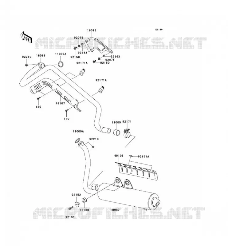 &Eacute;CHAPPEMENT Kawasaki QUAD 650 2005 KVF650 4X4  KVF650-E1