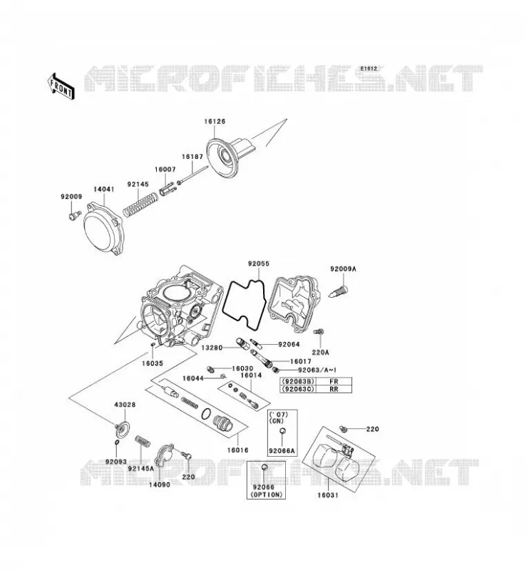 PI&Egrave;CES DE CARBURATEUR Kawasaki QUAD 650 2006 KVF650 4X4  KVF650E6F