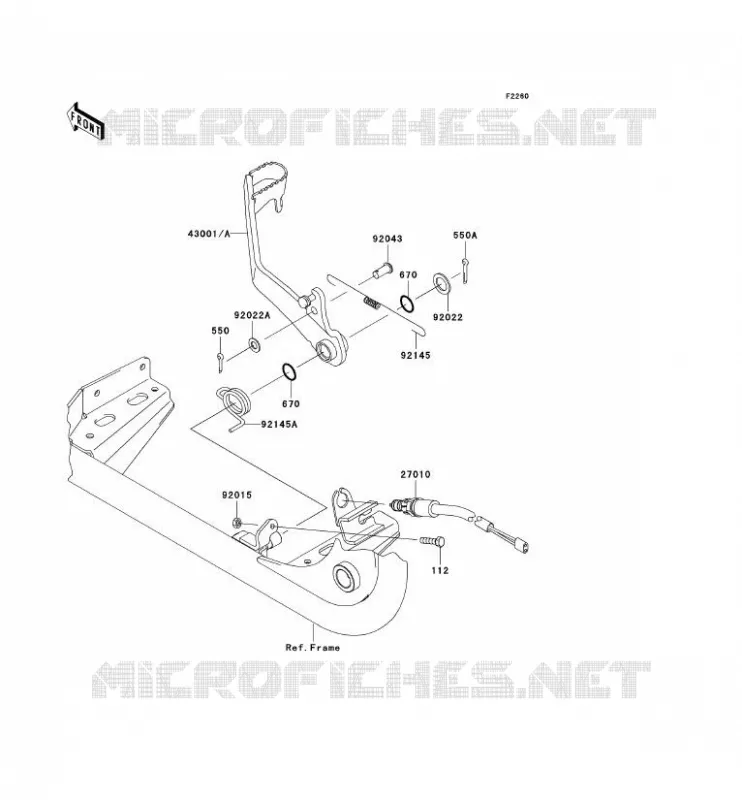 PEDALE DE FREIN Kawasaki QUAD 650 2009 KVF650 4X4  KVF650E9F