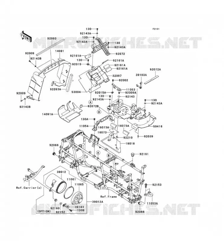 PIECE DE CADRE (COUVERTURE) Kawasaki QUAD 650 2006 KVF650 4X4I  KVF650F6F