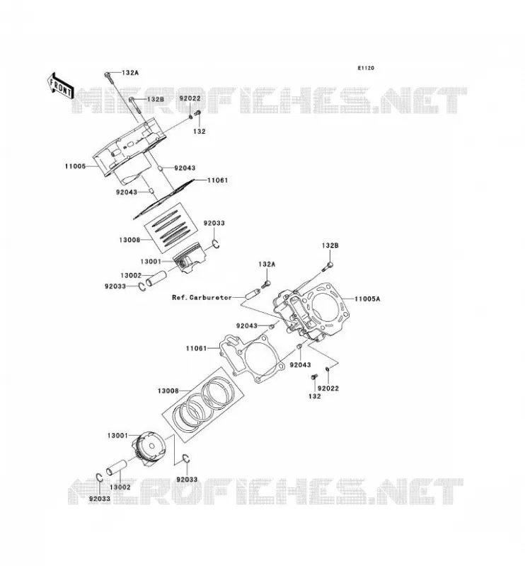 CYLINDRE/PISTON Kawasaki QUAD 650 2007 KVF650 4X4I  KVF650F7F