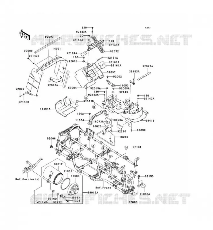 PIECE DE CADRE (COUVERTURE) Kawasaki QUAD 650 2007 KVF650 4X4I  KVF650F7F