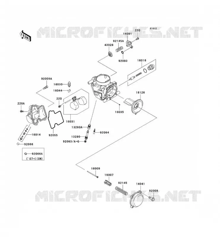 PI&Egrave;CES DE CARBURATEUR Kawasaki QUAD 650 2007 KVF650 4X4I  KVF650F7F
