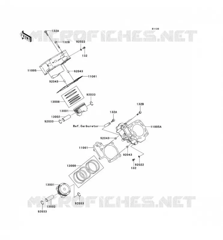 CYLINDRE/PISTON Kawasaki QUAD 650 2008 KVF650 4X4I  KVF650F8F