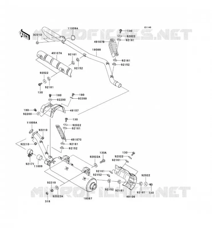 &Eacute;CHAPPEMENT Kawasaki QUAD 650 2008 KVF650 4X4I  KVF650F8F