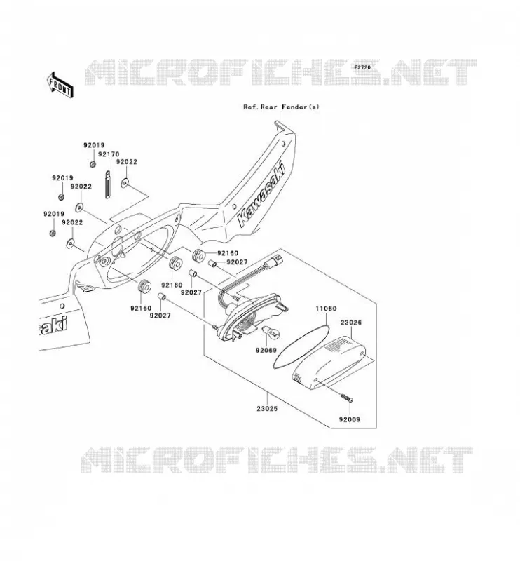 FEUX ARRI&Egrave;RE(S) Kawasaki QUAD 650 2008 KVF650 4X4I  KVF650F8F