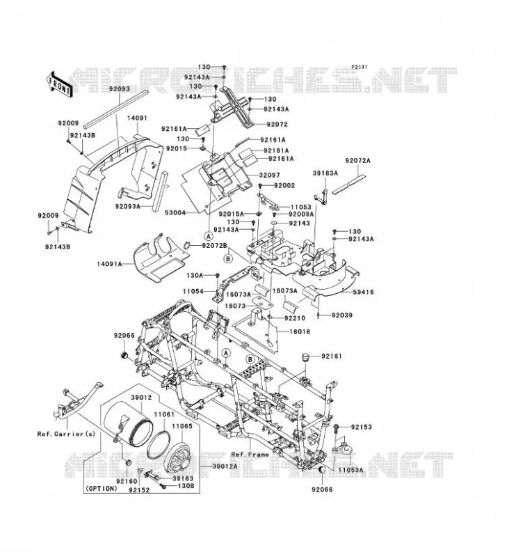 PIECE DE CADRE (COUVERTURE) Kawasaki QUAD 650 2008 KVF650 4X4I  KVF650F8F