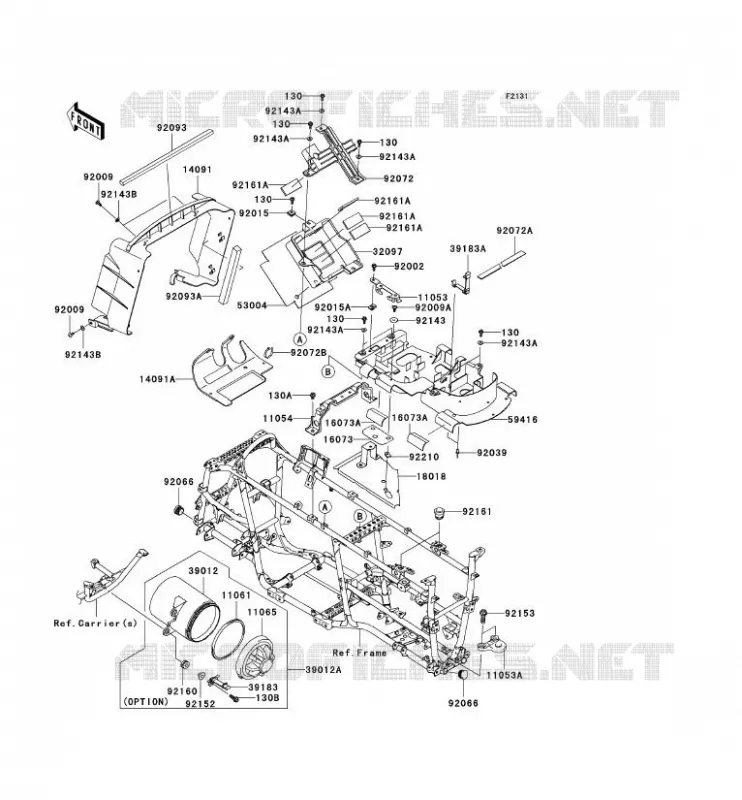 PIECE DE CADRE (COUVERTURE) Kawasaki QUAD 650 2009 KVF650 4X4I  KVF650F9F