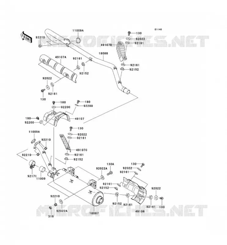 &Eacute;CHAPPEMENT Kawasaki QUAD 650 2009 KVF650 4X4I  KVF650F9F