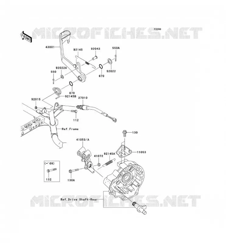 PEDALE DE FREIN Kawasaki QUAD 650 2009 KVF650 4X4I  KVF650F9F