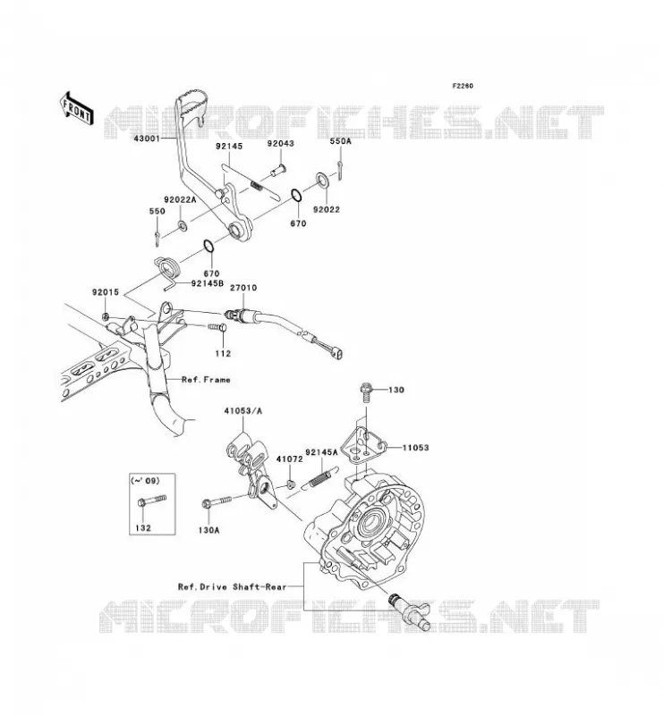 PEDALE DE FREIN Kawasaki QUAD 650 2010 KVF650 4X4I  KVF650FAF