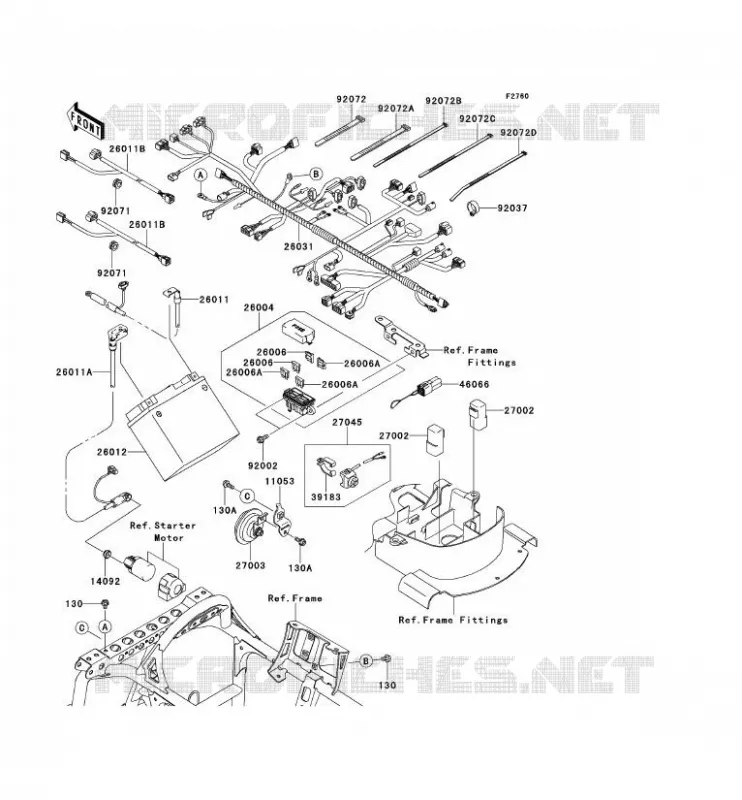 CHASSIS EQUIPMENT ELECTRIQUE Kawasaki QUAD 650 2012 KVF650 4X4  KVF650FCF