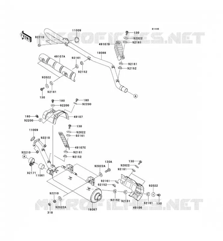 &Eacute;CHAPPEMENT Kawasaki QUAD 650 2012 KVF650 4X4I  KVF650FCS