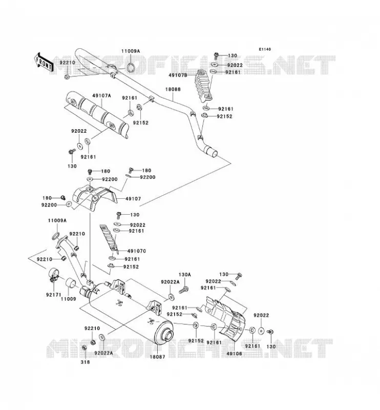 &Eacute;CHAPPEMENT Kawasaki QUAD 650 2007 KVF650 4X4I  KVF650G7F