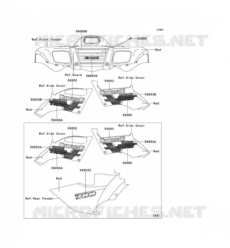 STICKER(RED) Kawasaki QUAD 700 2004 KVF700 4X4  KVF700-A1