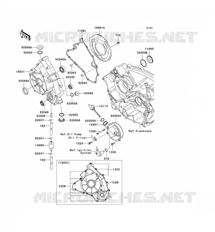 COUVERCLES MOTEUR Kawasaki QUAD 700 2005 KVF700 4X4  KVF700-A2