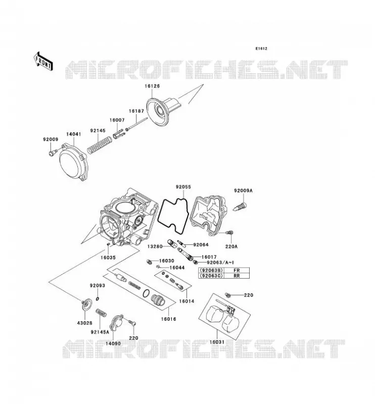 PI&Egrave;CES DE CARBURATEUR Kawasaki QUAD 700 2005 KVF700 4X4  KVF700-A2