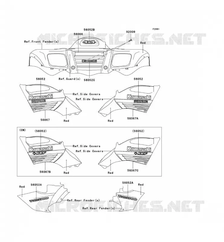 STICKER(RED) Kawasaki QUAD 700 2006 KVF700 4X4  KVF700A6F