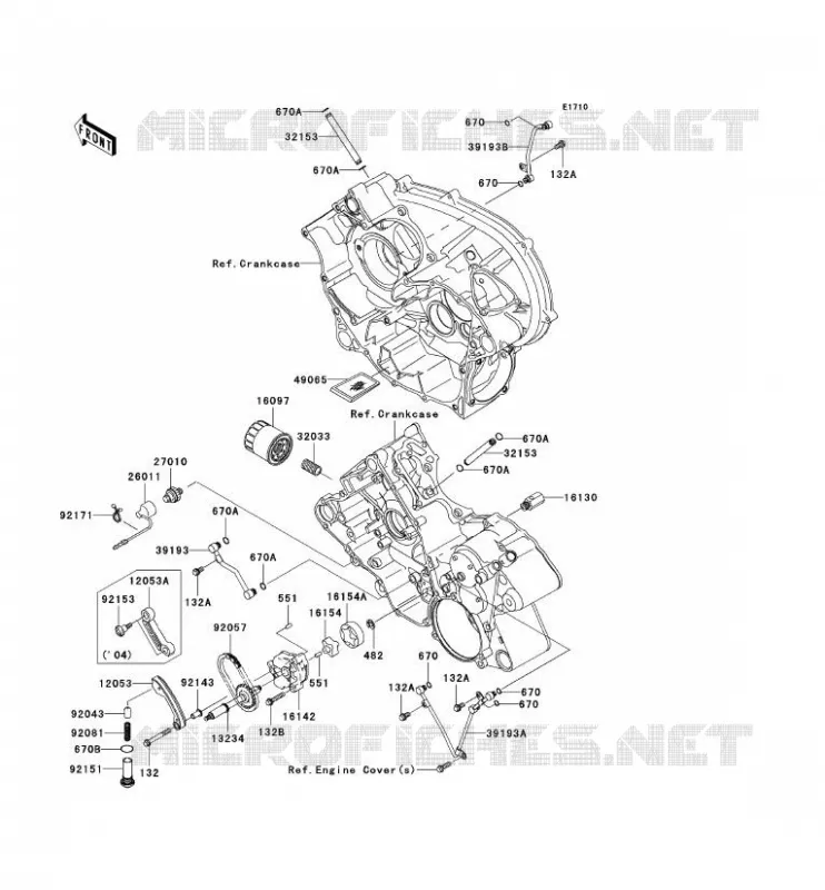 POMPE A HUILE/FILTRE &Agrave; HUILE Kawasaki QUAD 700 2004 KVF700 4X4  KVF700-B1