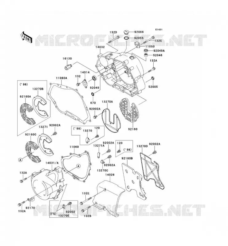 COUVERCLES MOTEUR Kawasaki MOTOS 125 1999 ELIMINATOR 125  BN125-A2
