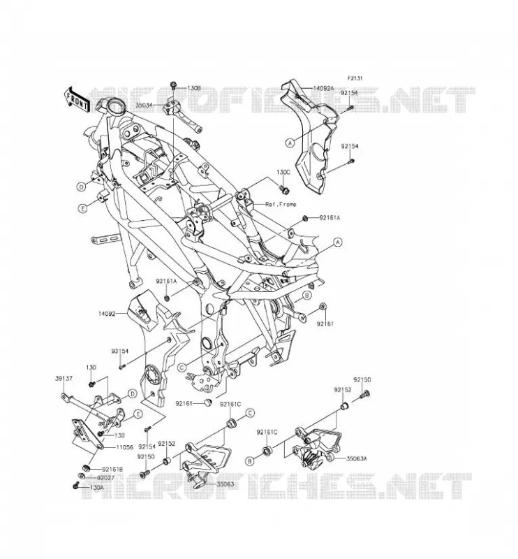 PIECE DE CADRE (COUVERTURE) Kawasaki MOTOS 250 2015 Z250SL  BR250EFF