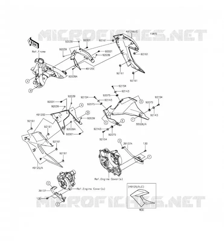 CARENAGE INFERIEUR Kawasaki MOTOS 250 2015 Z250SL  BR250EFS