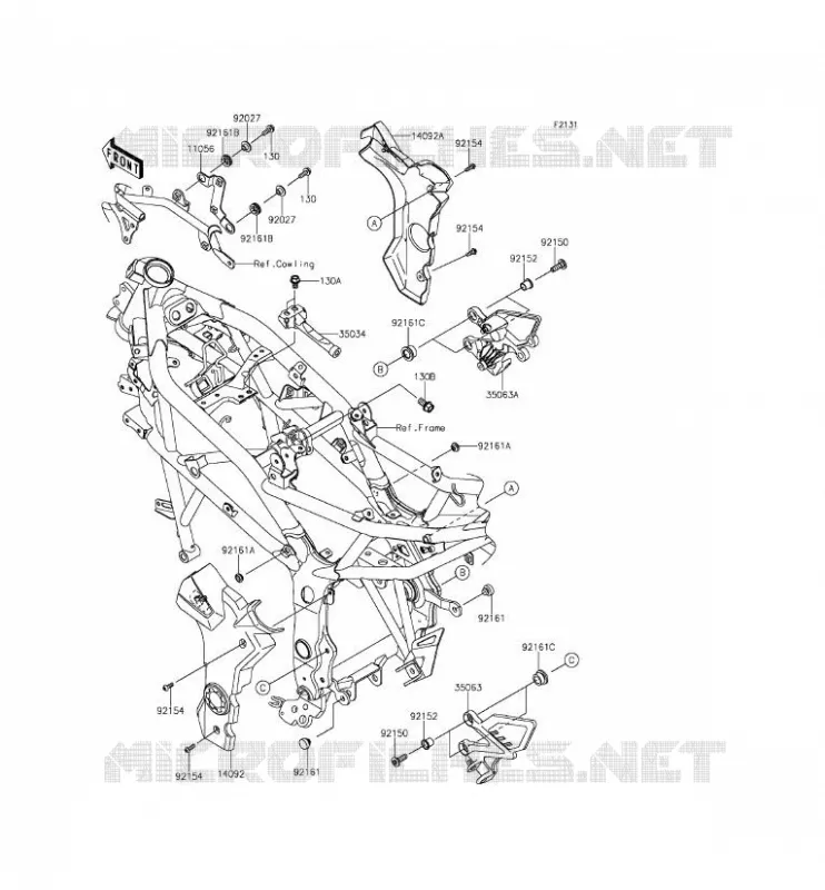 PIECE DE CADRE (COUVERTURE) Kawasaki MOTOS 250 2015 NINJA 250SL  BX250AFS