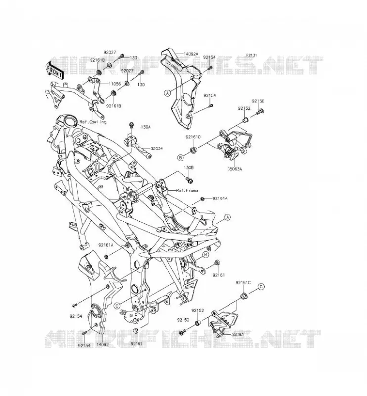 PIECE DE CADRE (COUVERTURE) Kawasaki MOTOS 250 2015 NINJA 250SL ABS  BX250BFS