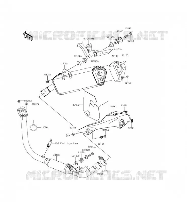 &Eacute;CHAPPEMENT Kawasaki MOTOS 250 2015 NINJA 250SL ABS  BX250BFSA