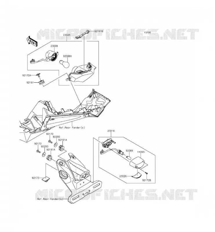 FEUX ARRI&Egrave;RE(S) Kawasaki MOTOS 250 2015 NINJA 250SL ABS  BX250BFSA