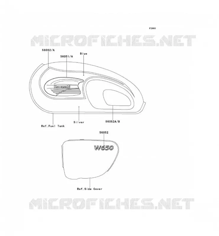 STICKER(BLEU/ARGENT) Kawasaki MOTOS 650 2000 W650  EJ650-A2