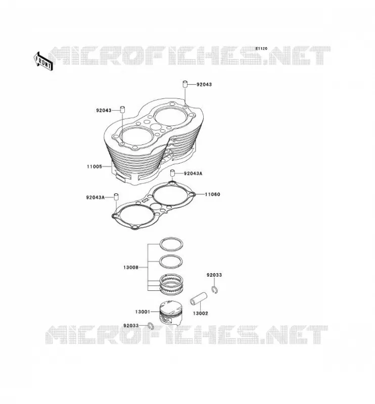 CYLINDRE/PISTON Kawasaki MOTOS 650 2000 W650  EJ650-A2