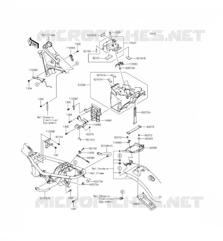 PIECE DE CADRE (COUVERTURE) Kawasaki MOTOS 800 2015 W800  EJ800AFF