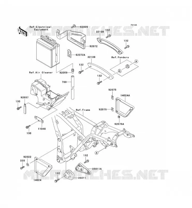 SUPPORT BATTERIE Kawasaki MOTOS 250 1996 ELIMINATOR 250  EL250-F2