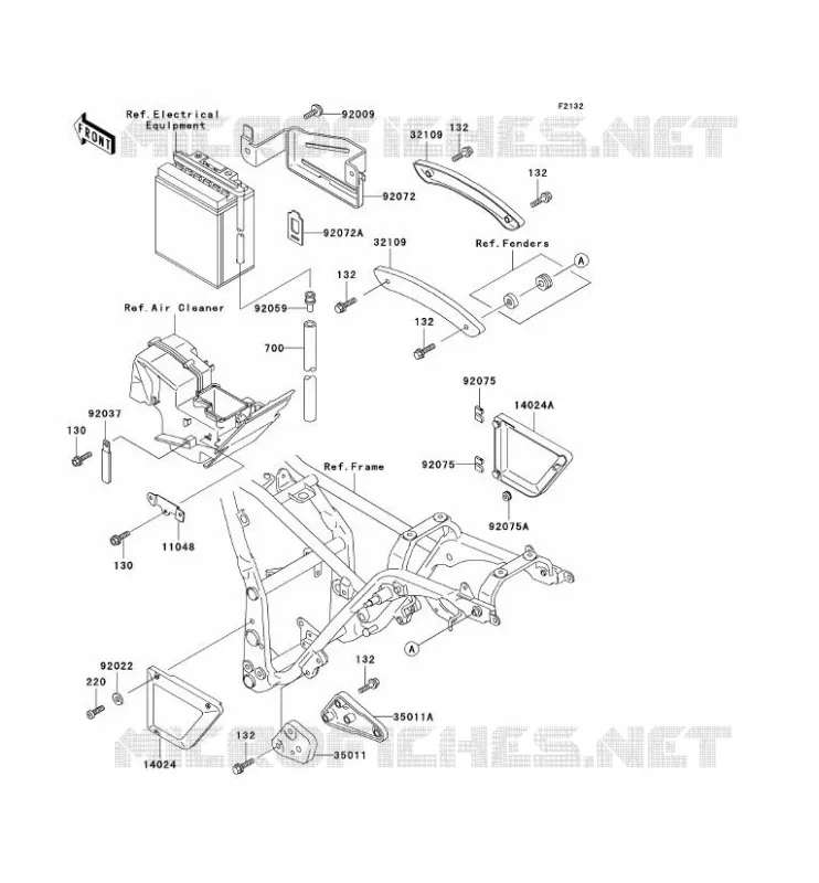 SUPPORT BATTERIE Kawasaki MOTOS 250 1996 ELIMINATOR 250  EL250-F2