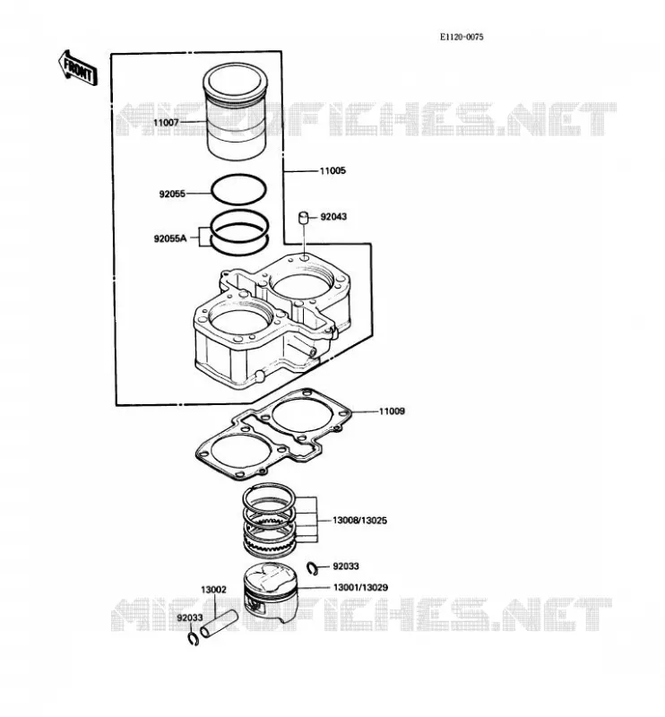 CYLINDRE/PISTON Kawasaki MOTOS 450 1987 LTD450  EN450-A3