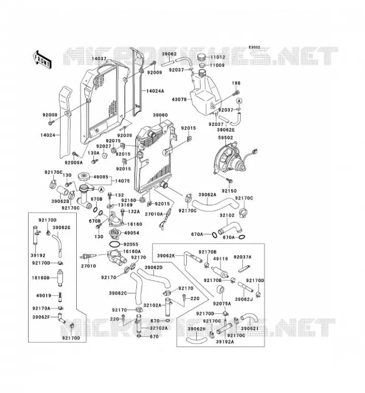 RADIATEUR Kawasaki MOTOS 500 1992 EN500  EN500-A3