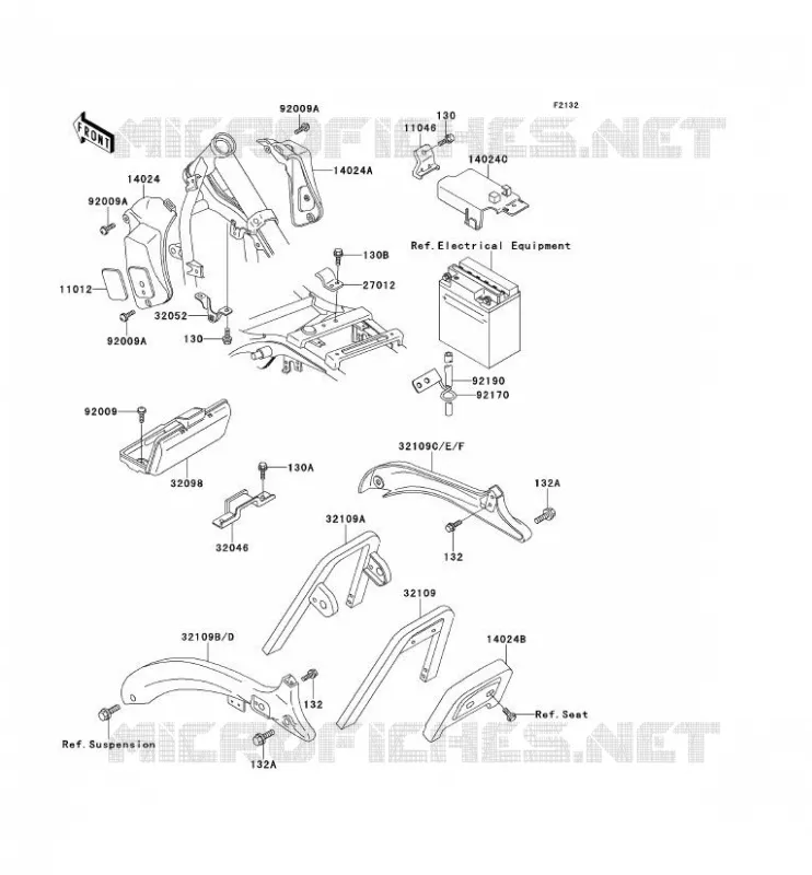 SUPPORT BATTERIE Kawasaki MOTOS 500 1992 EN500  EN500-A3