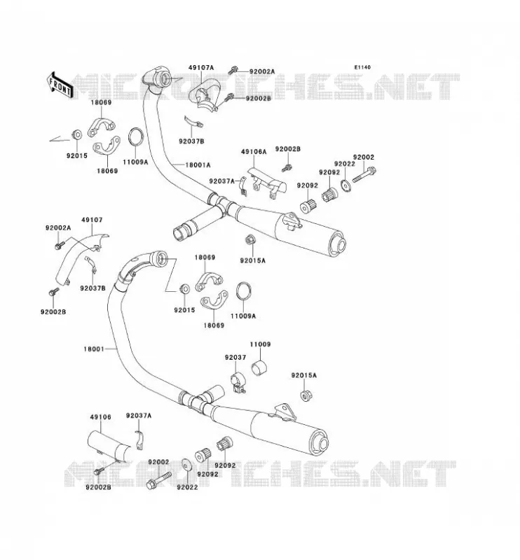 &Eacute;CHAPPEMENT Kawasaki MOTOS 500 1995 EN500  EN500-A6