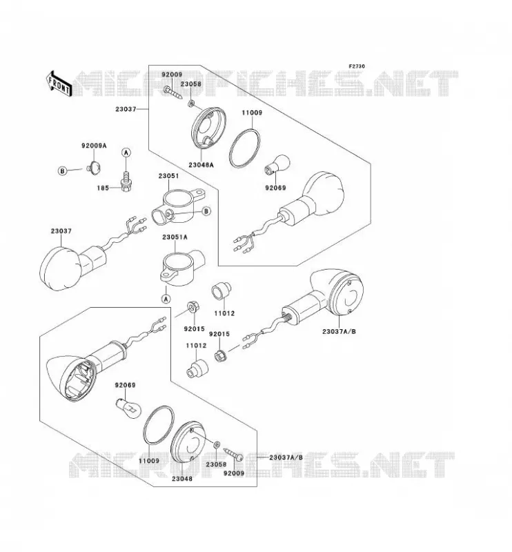 CLIGNOTANTS Kawasaki MOTOS 500 1995 EN500  EN500-B2