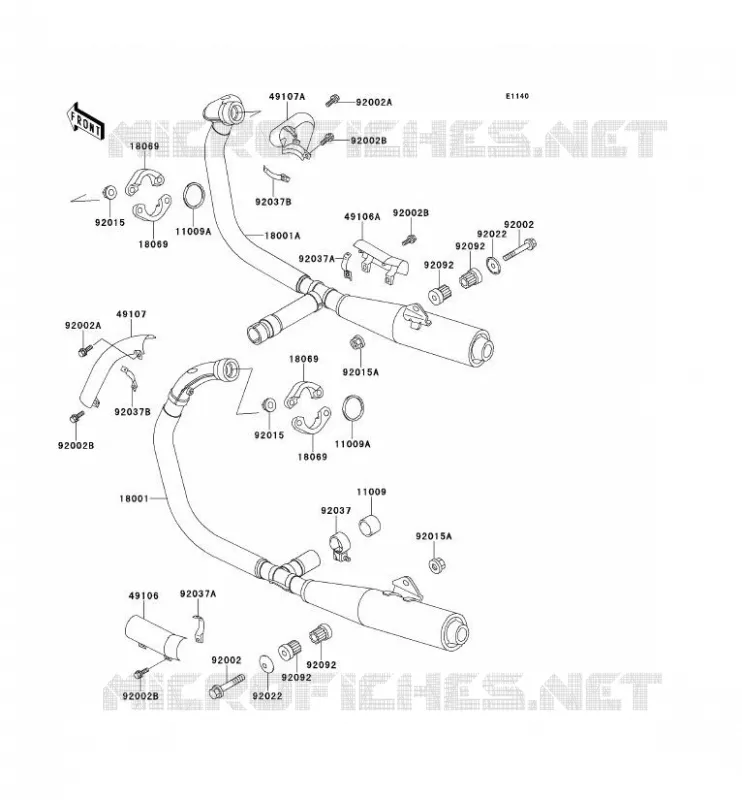 &Eacute;CHAPPEMENT Kawasaki MOTOS 500 1995 EN500  EN500-B2