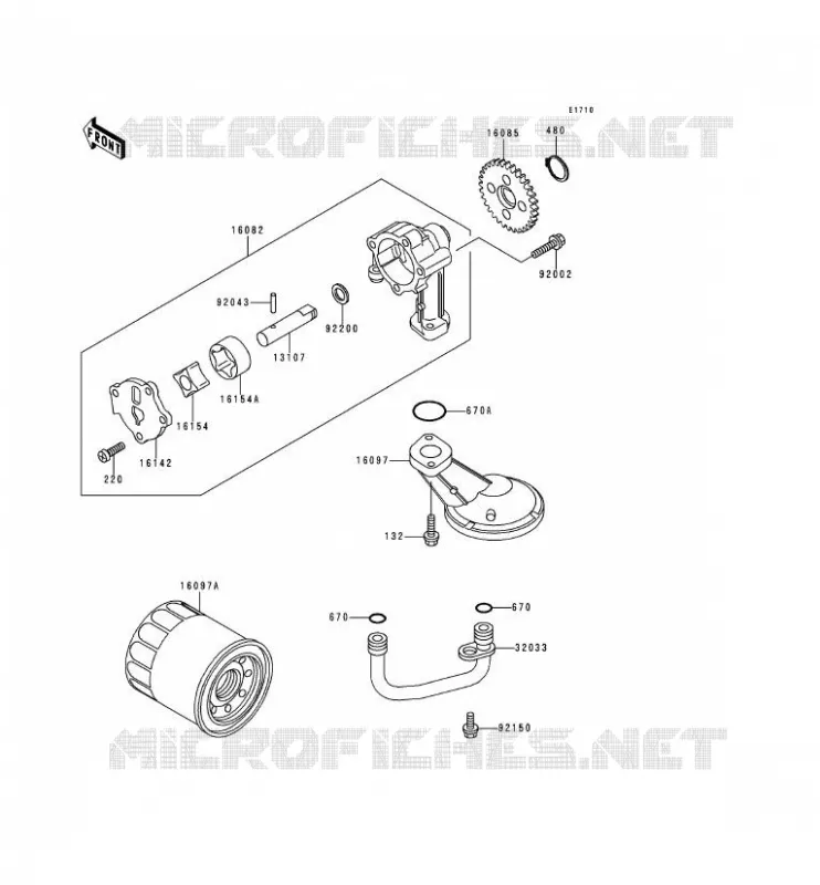POMPE A HUILE/FILTRE &Agrave; HUILE Kawasaki MOTOS 500 1997 EN500 LTD  EN500-C2