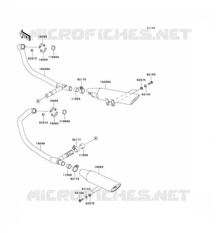 &Eacute;CHAPPEMENT Kawasaki MOTOS 500 2002 EN500  EN500-C7