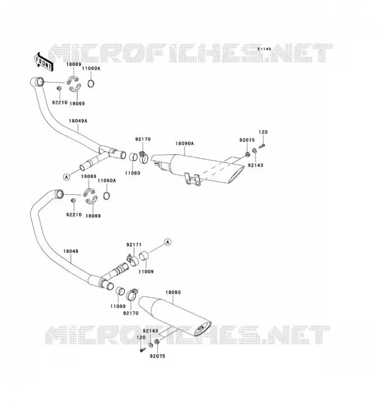 &Eacute;CHAPPEMENT Kawasaki MOTOS 500 2008 EN500 LTD  EN500C8F