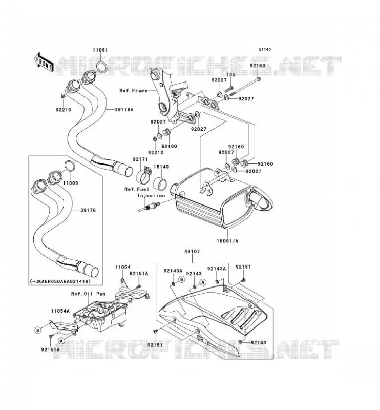 &Eacute;CHAPPEMENT Kawasaki MOTOS 650 2006 ER-6N ABS  ER650B6F