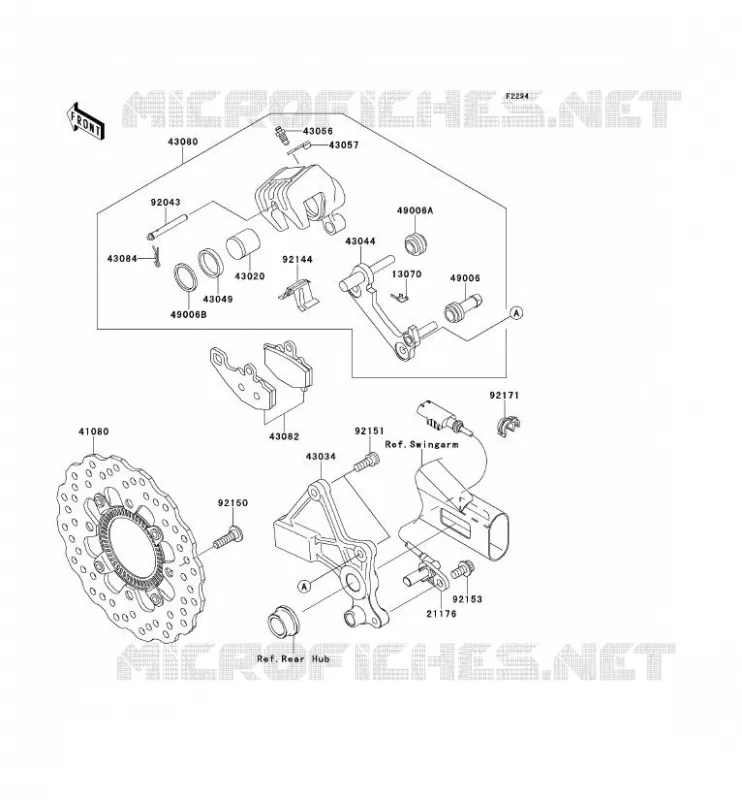 FREIN ARRIERE Kawasaki MOTOS 650 2007 ER-6N ABS  ER650B7F