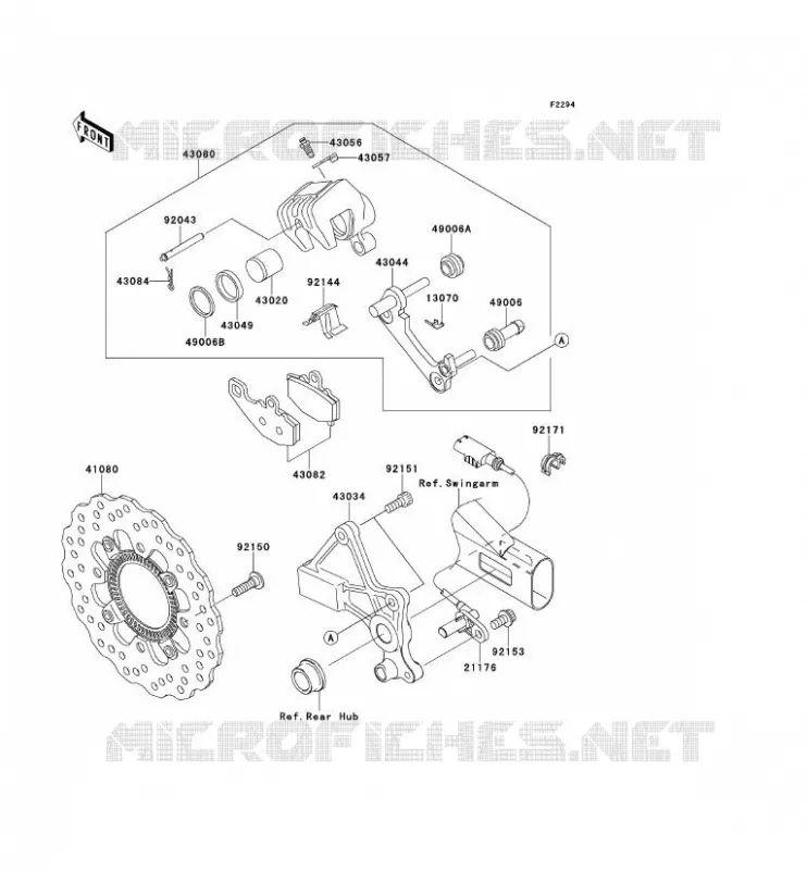 FREIN ARRIERE Kawasaki MOTOS 650 2007 ER-6N ABS  ER650B7F